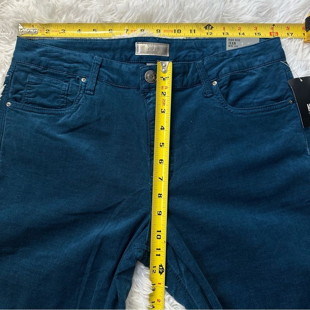KUT from the Kloth High Rise Wide Leg Jeans 10 Teal Blue Soft Stretch Retro Boho - Picture 6 of 8